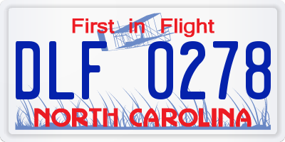 NC license plate DLF0278