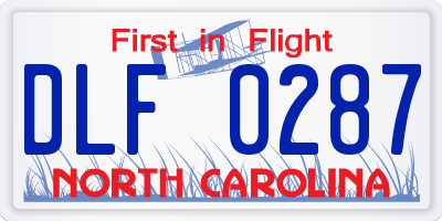 NC license plate DLF0287