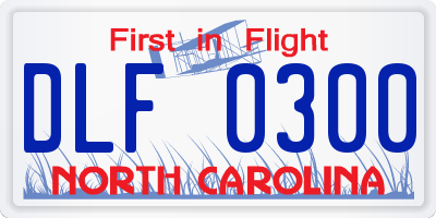 NC license plate DLF0300