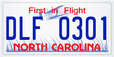 NC license plate DLF0301