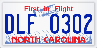 NC license plate DLF0302