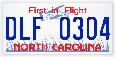 NC license plate DLF0304