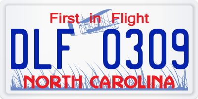 NC license plate DLF0309