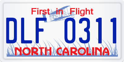 NC license plate DLF0311