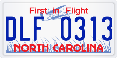 NC license plate DLF0313