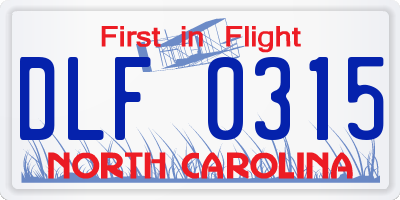 NC license plate DLF0315