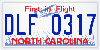 NC license plate DLF0317