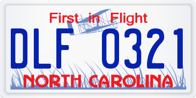 NC license plate DLF0321