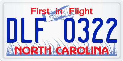 NC license plate DLF0322