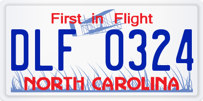 NC license plate DLF0324