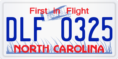 NC license plate DLF0325