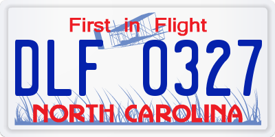 NC license plate DLF0327