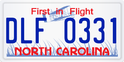 NC license plate DLF0331