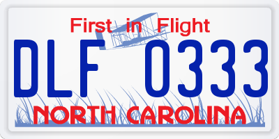 NC license plate DLF0333