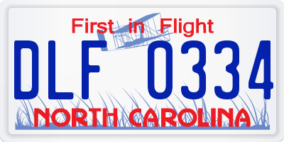 NC license plate DLF0334