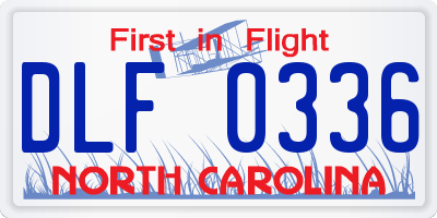 NC license plate DLF0336