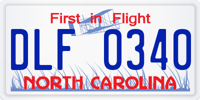 NC license plate DLF0340