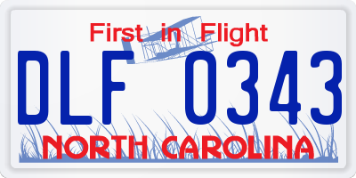 NC license plate DLF0343