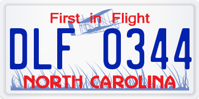NC license plate DLF0344