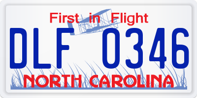 NC license plate DLF0346