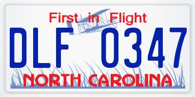 NC license plate DLF0347