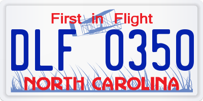 NC license plate DLF0350