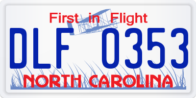 NC license plate DLF0353