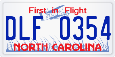NC license plate DLF0354