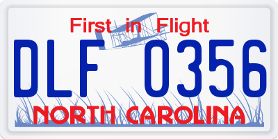 NC license plate DLF0356