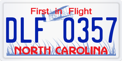 NC license plate DLF0357