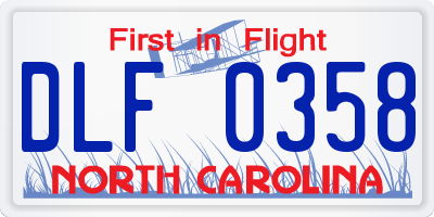NC license plate DLF0358