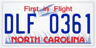 NC license plate DLF0361