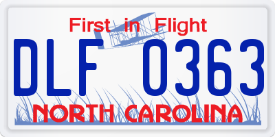 NC license plate DLF0363