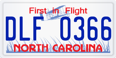 NC license plate DLF0366