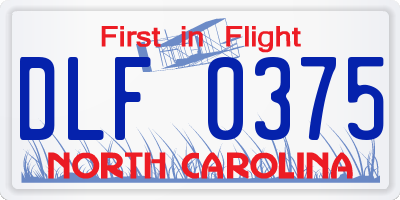 NC license plate DLF0375