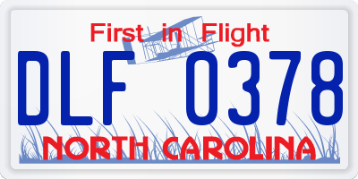 NC license plate DLF0378