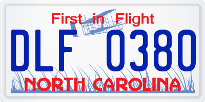 NC license plate DLF0380