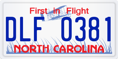 NC license plate DLF0381