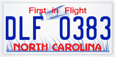 NC license plate DLF0383
