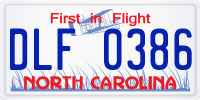 NC license plate DLF0386
