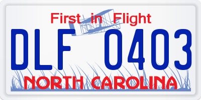 NC license plate DLF0403