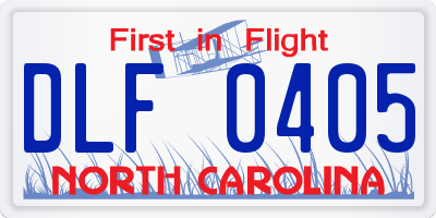 NC license plate DLF0405