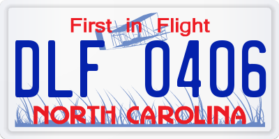 NC license plate DLF0406