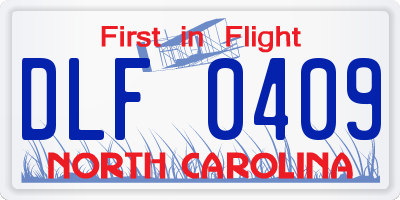 NC license plate DLF0409