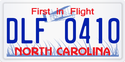 NC license plate DLF0410