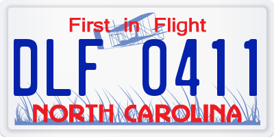 NC license plate DLF0411