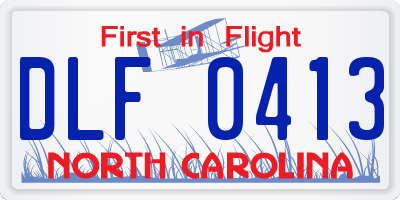 NC license plate DLF0413