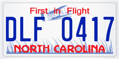 NC license plate DLF0417