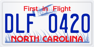 NC license plate DLF0420