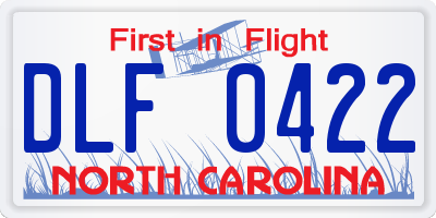 NC license plate DLF0422